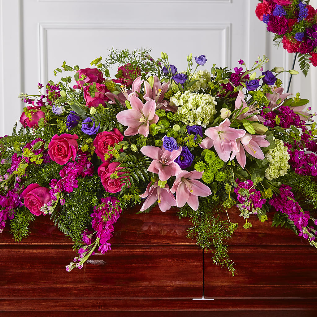 Radiant Tribute Casket Spray – BELLE FLEURS & DESSINS, Lexington KY