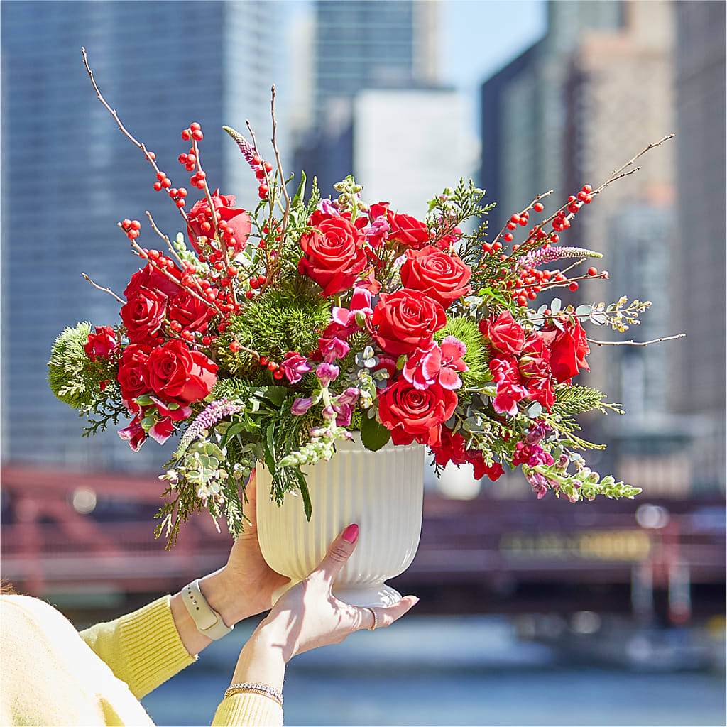 Big Red Bow Bouquet – BELLE FLEURS & DESSINS, Lexington KY