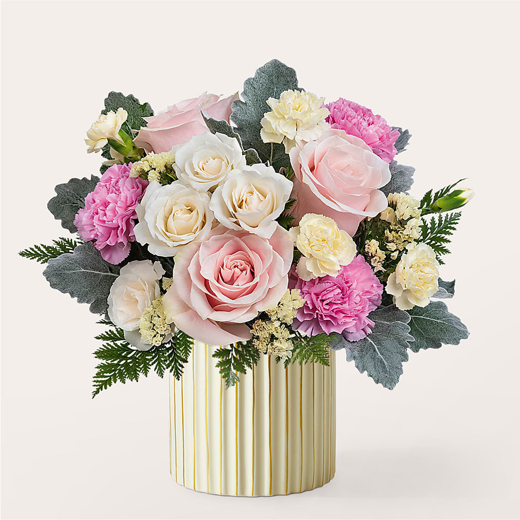 Blissful Moments Bouquet with Ivory Vase – BELLE FLEURS & DESSINS, Lexington KY