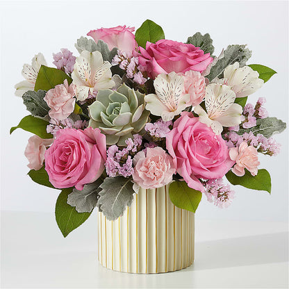 Dusty Rose Bouquet with Ivory Vase – BELLE FLEURS & DESSINS, Lexington KY