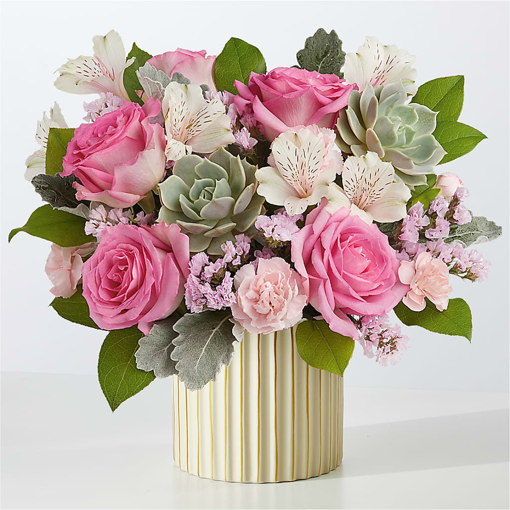 Dusty Rose Bouquet with Ivory Vase – BELLE FLEURS & DESSINS, Lexington KY