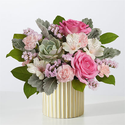 Dusty Rose Bouquet with Ivory Vase – BELLE FLEURS & DESSINS, Lexington KY