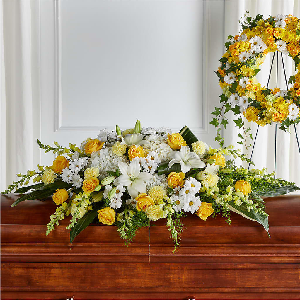 Golden Harmony Casket Spray – BELLE FLEURS & DESSINS, Lexington KY