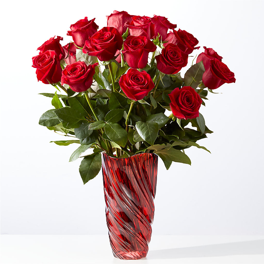 Classic Love Red Rose Bouquet with Luxe Swirl Vase – BELLE FLEURS & DESSINS, Lexington KY