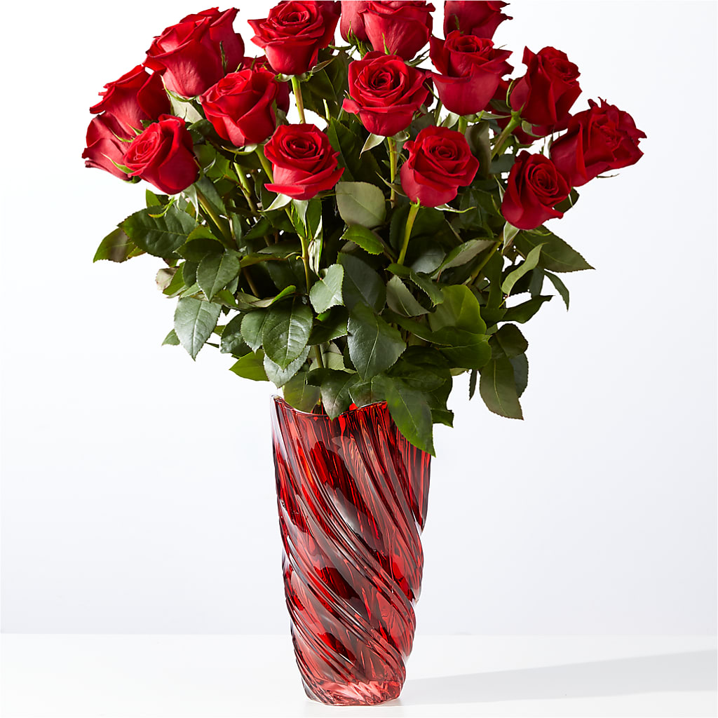Classic Love Red Rose Bouquet with Luxe Swirl Vase – BELLE FLEURS & DESSINS, Lexington KY