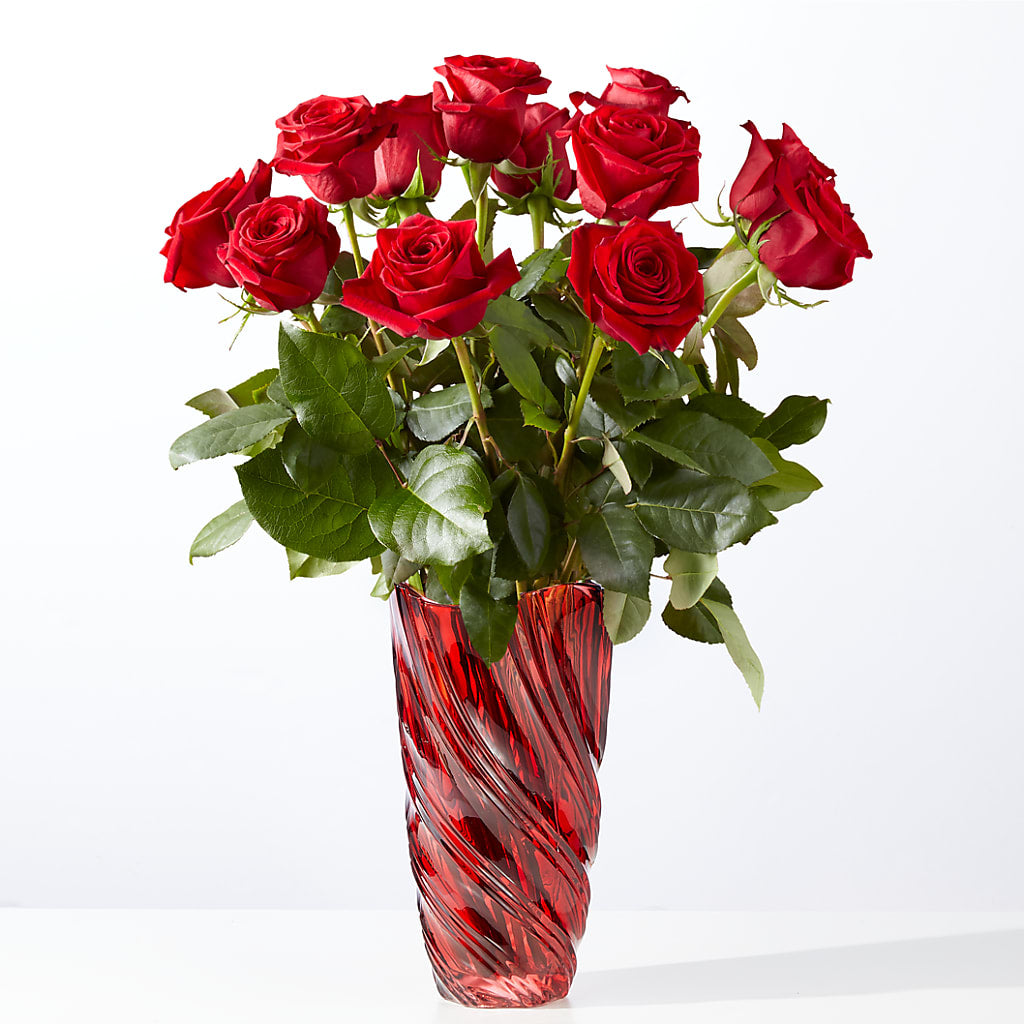Classic Love Red Rose Bouquet with Luxe Swirl Vase – BELLE FLEURS & DESSINS, Lexington KY