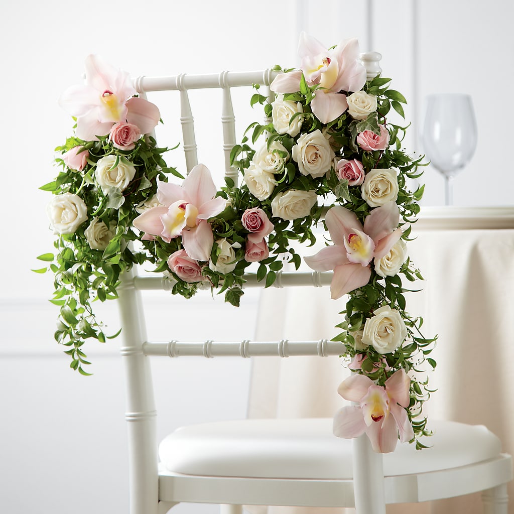 Orchid Rose Chair Décor – BELLE FLEURS & DESSINS, Lexington KY